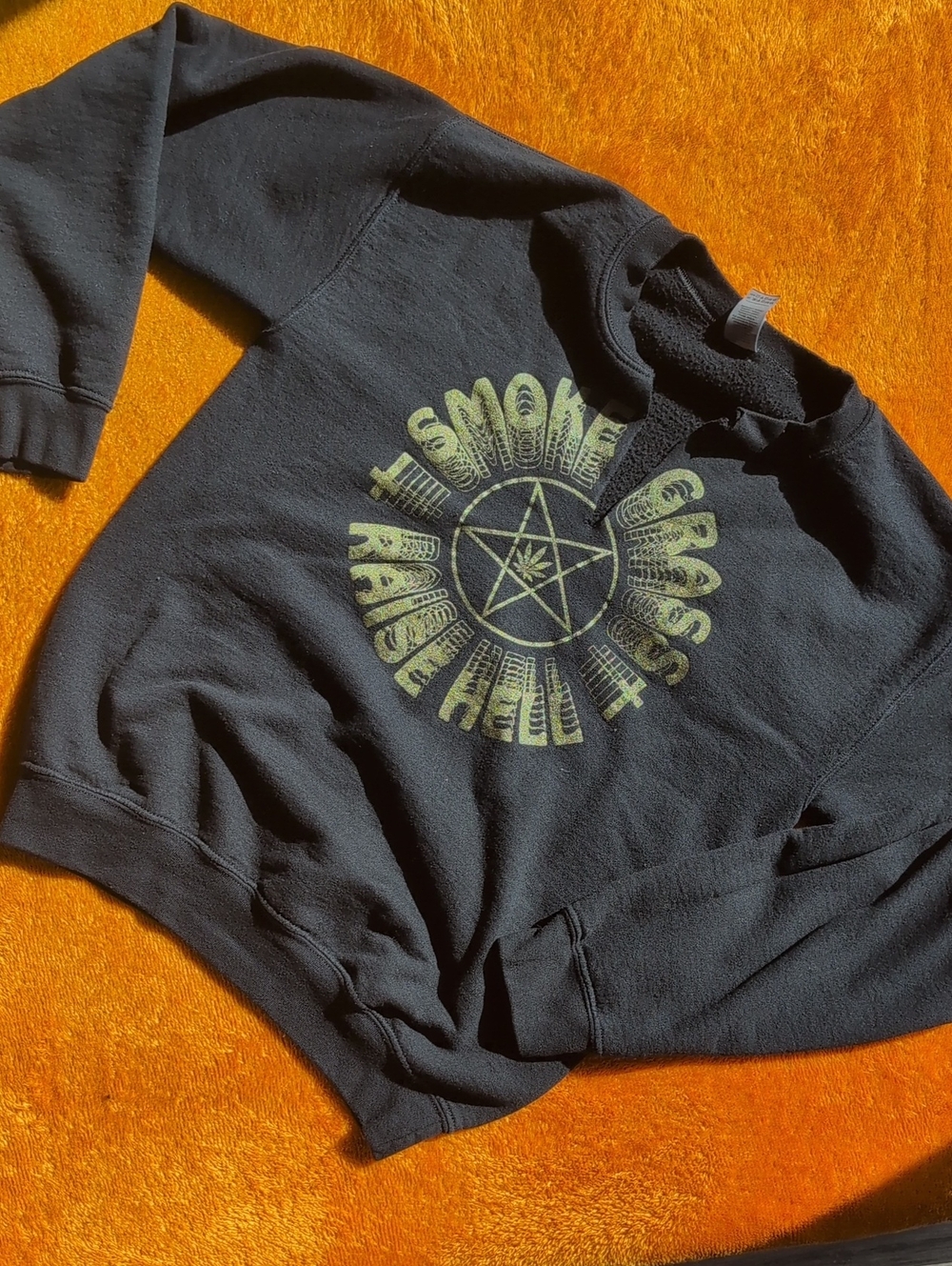 Gildan Black Crewneck Sweatshirt with Yellow-Green Graphic